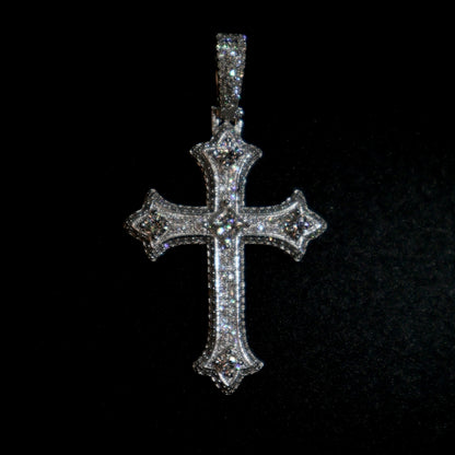 925 Sterling Silver VVS Moissanite Ice Out Cross Pendant