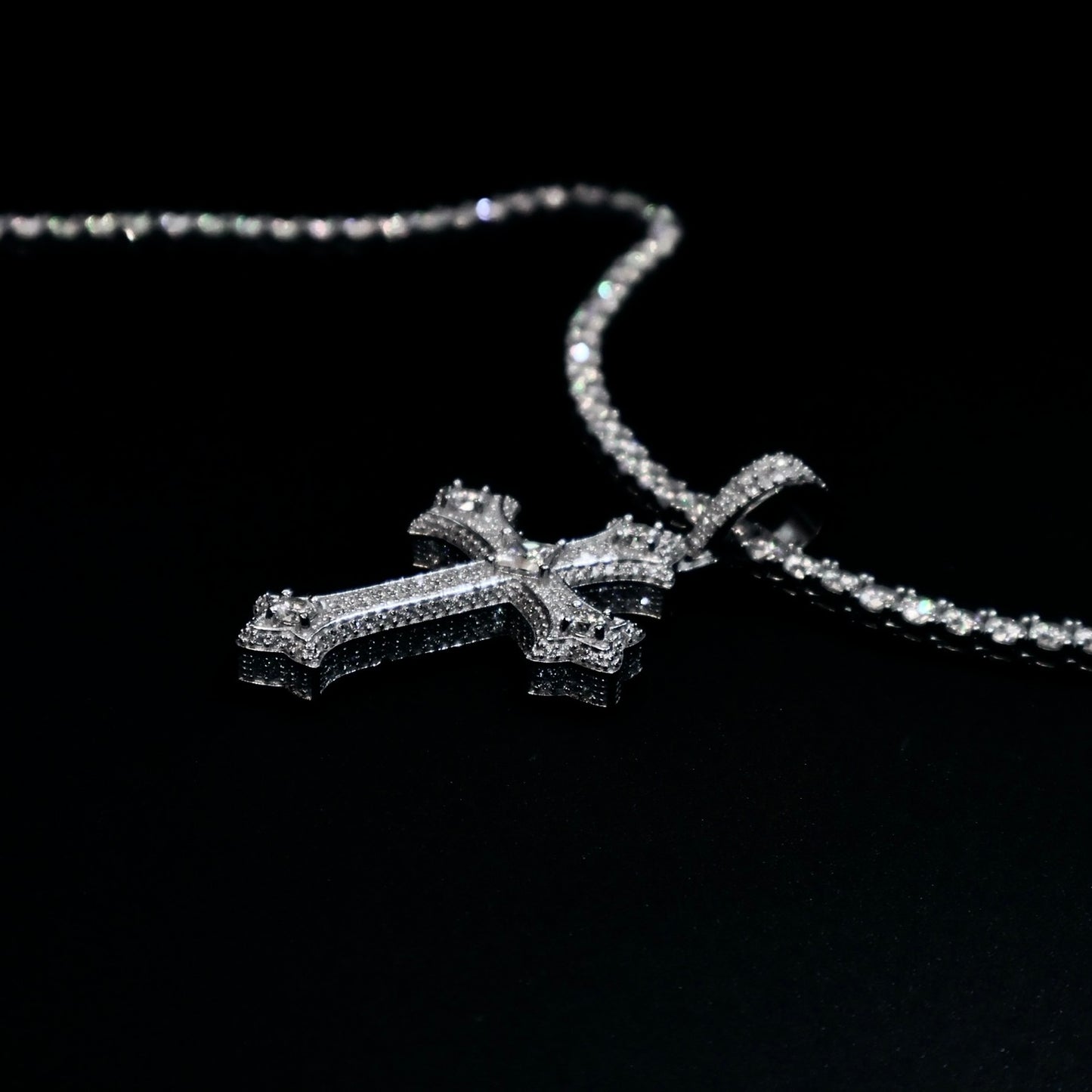 925 Sterling Silver VVS Moissanite Ice Out Cross Pendant